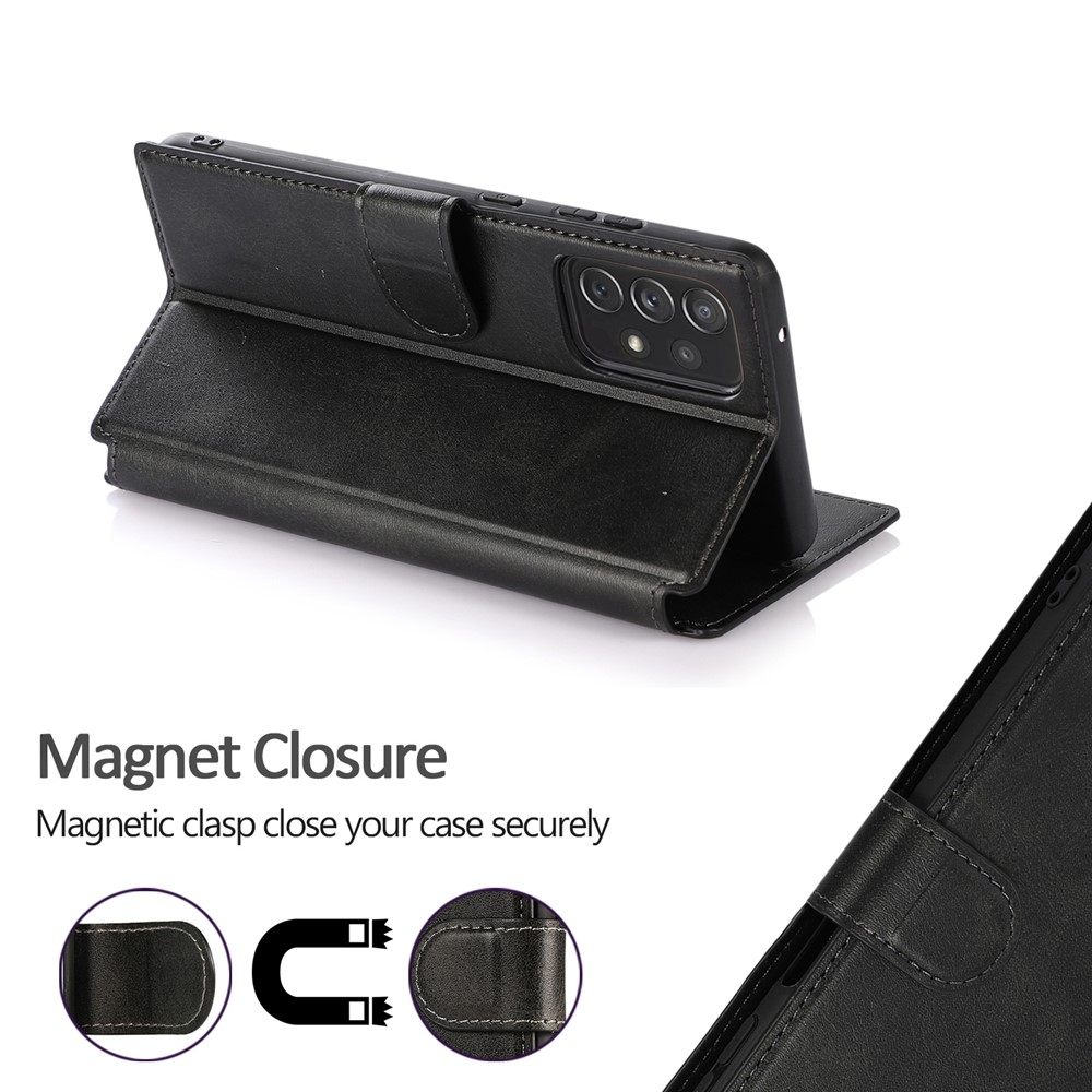 Full Protection Stand Wallet Design Leather Cover Phone Case for Samsung Galaxy A52 4G/5G - Black-4