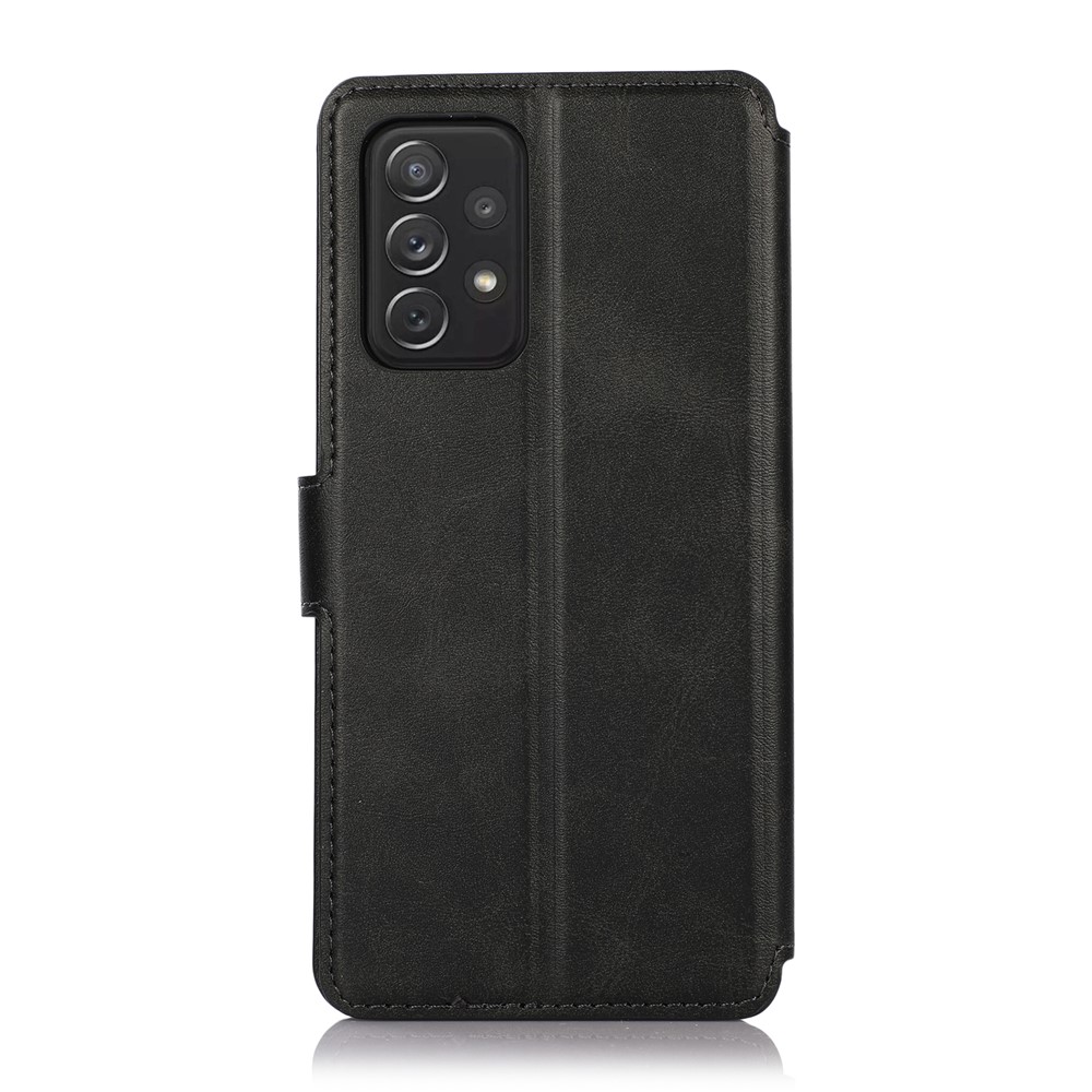 Full Protection Stand Wallet Design Leather Cover Phone Case for Samsung Galaxy A52 4G/5G - Black-6