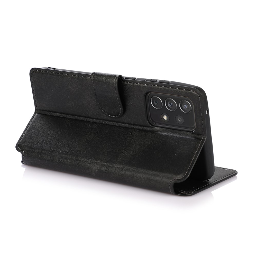 Full Protection Stand Wallet Design Leather Cover Phone Case for Samsung Galaxy A52 4G/5G - Black-7