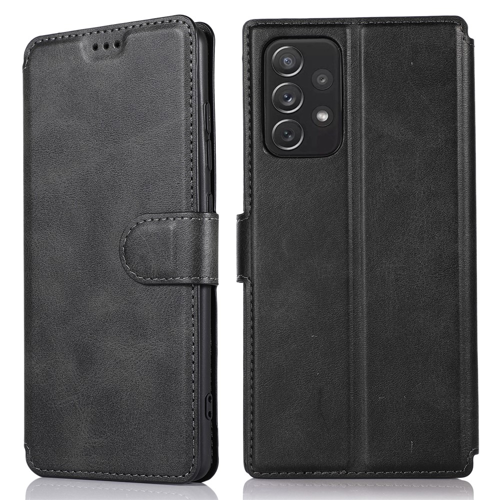 All-round PU Leather Wallet Phone Stand Case Protector for Samsung Galaxy A72 4G/5G - Black-1