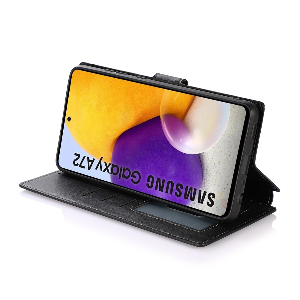 All-round PU Leather Wallet Phone Stand Case Protector for Samsung Galaxy A72 4G/5G - Black-7
