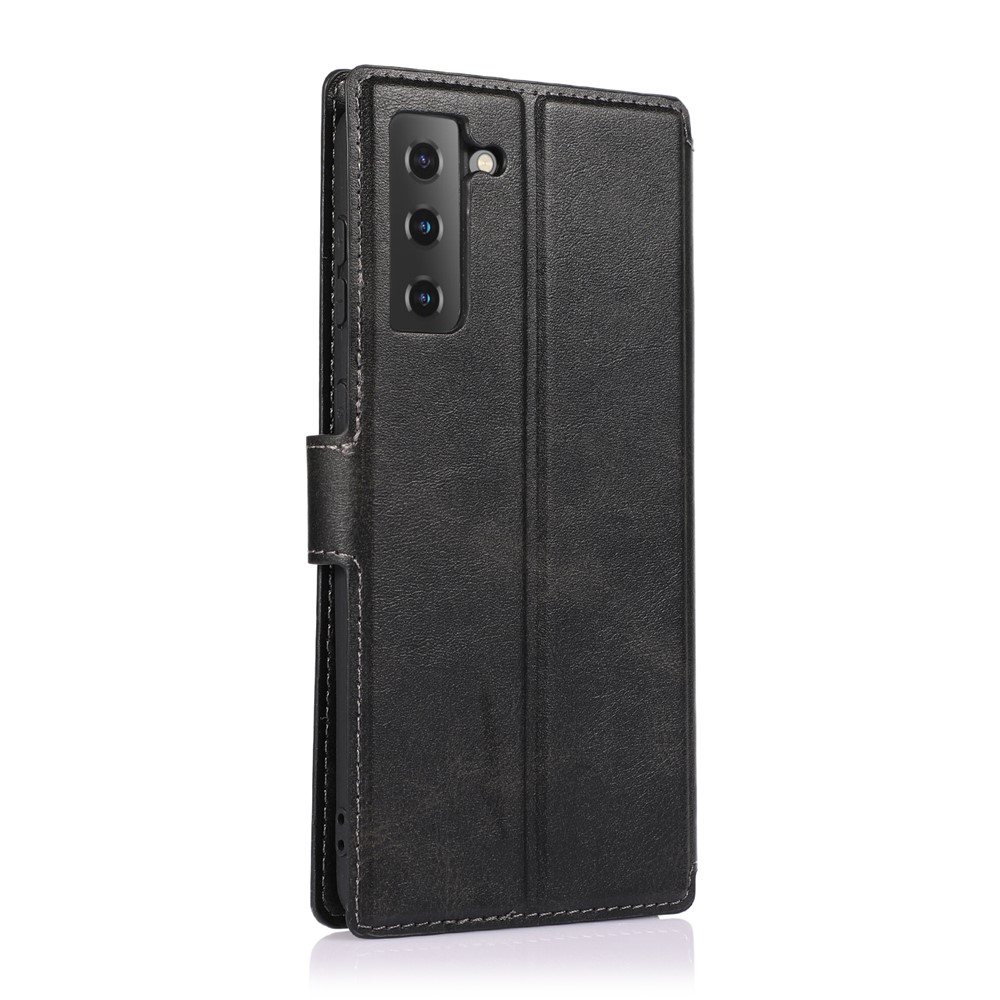 Leather Stand Wallet Cover Protective Cell Phone Case Shell for Samsung Galaxy S21+ 5G - Black-3