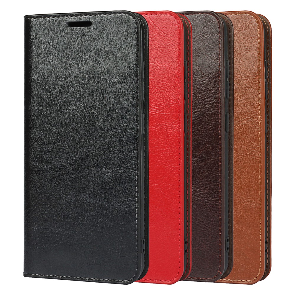 Crazy Horse Genuine Leather Protective Wallet Phone Case with Stand for Samsung Galaxy S21 FE - Brown-11