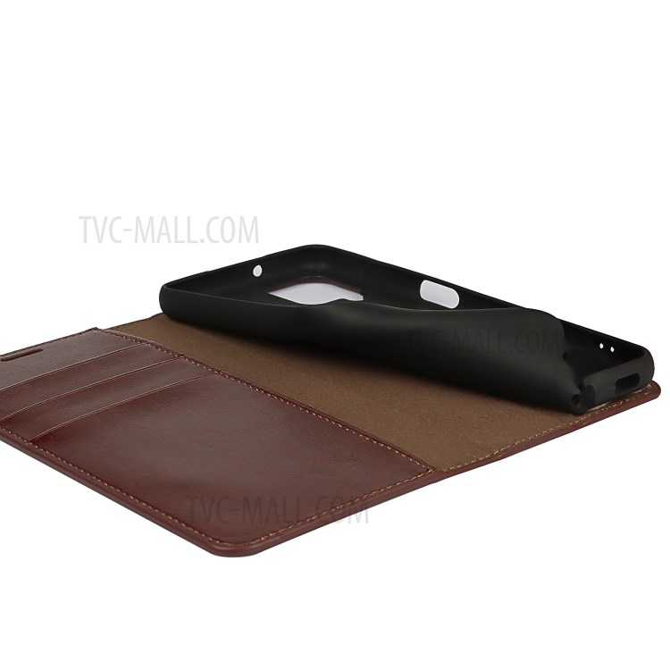Crazy Horse Texture Genuine Leather Stand Design Wallet Protective Shell for Samsung Galaxy M12 - Coffee-10