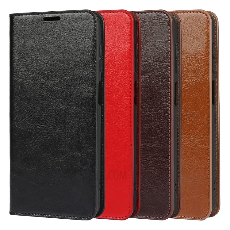 Crazy Horse Texture Genuine Leather Stand Design Wallet Protective Shell for Samsung Galaxy M12 - Coffee-11