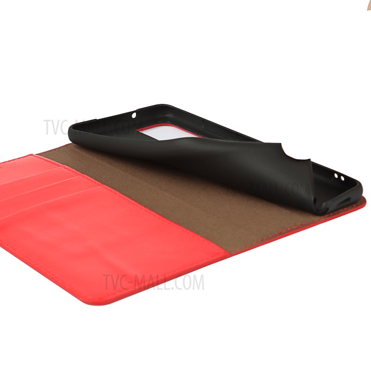 Full Protective Crazy Horse Skin Genuine Leather Wallet Phone Case with Stand for Samsung Galaxy A82 5G - Red-10