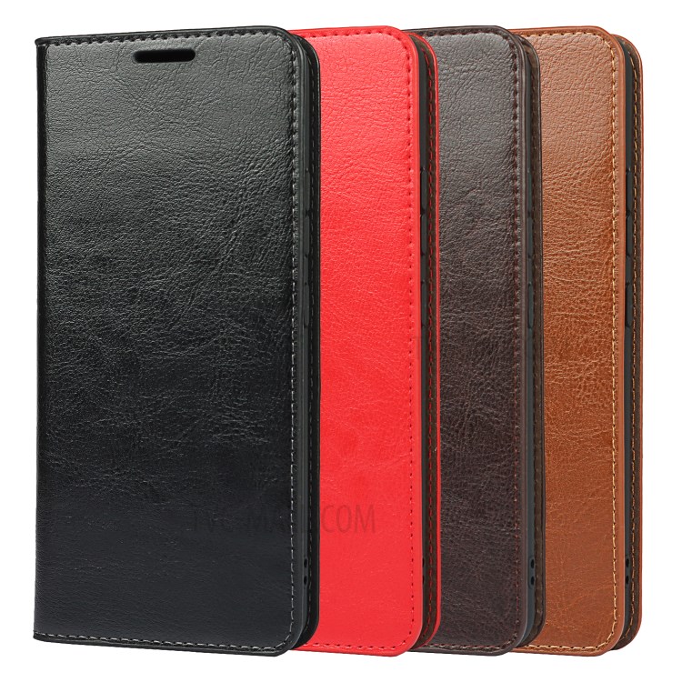 Full Protective Crazy Horse Skin Genuine Leather Wallet Phone Case with Stand for Samsung Galaxy A82 5G - Red-11