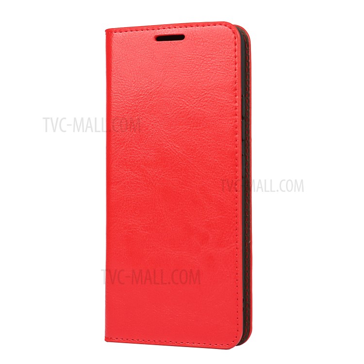 Full Protective Crazy Horse Skin Genuine Leather Wallet Phone Case with Stand for Samsung Galaxy A82 5G - Red-4