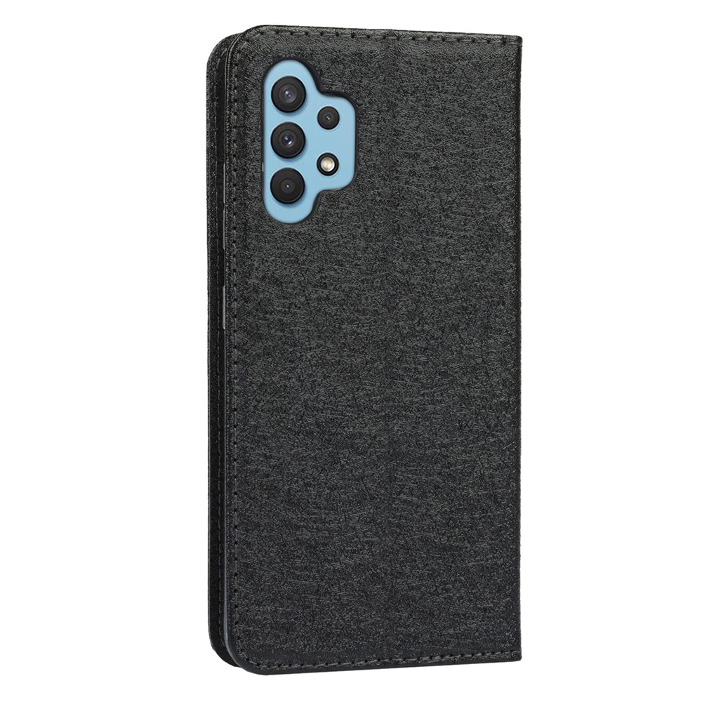 Silk Texture Leather Wallet Case with Strap for Samsung Galaxy A32 4G (EU Version) - Black-3