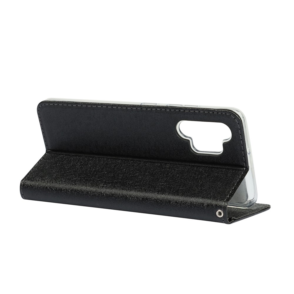Silk Texture Leather Wallet Case with Strap for Samsung Galaxy A32 4G (EU Version) - Black-4