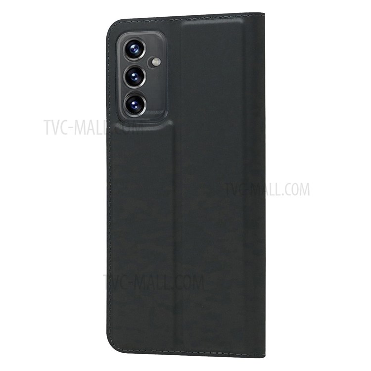 Auto-absorbed Folio Flip PU Leather Phone Shell Stand Case with Card Slot for Samsung Galaxy A82 5G - Black-3