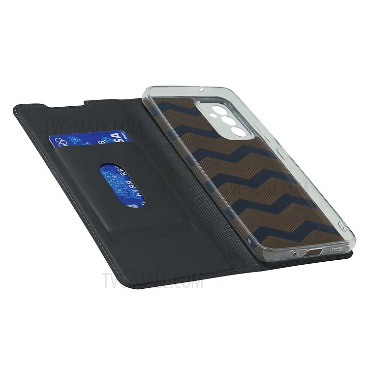 Auto-absorbed Folio Flip PU Leather Phone Shell Stand Case with Card Slot for Samsung Galaxy A82 5G - Black-6