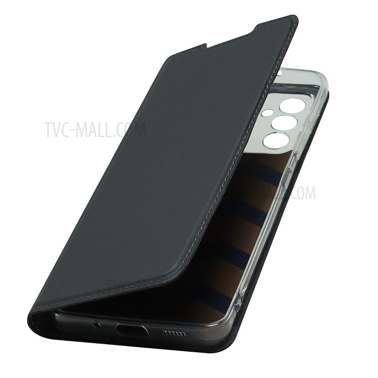 Auto-absorbed Folio Flip PU Leather Phone Shell Stand Case with Card Slot for Samsung Galaxy A82 5G - Black-9