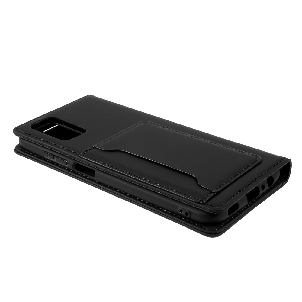 Automatic Suction Liquid Silicone Feel Leather Coated TPU Wallet Case for Samsung Galaxy A03s - Black-5