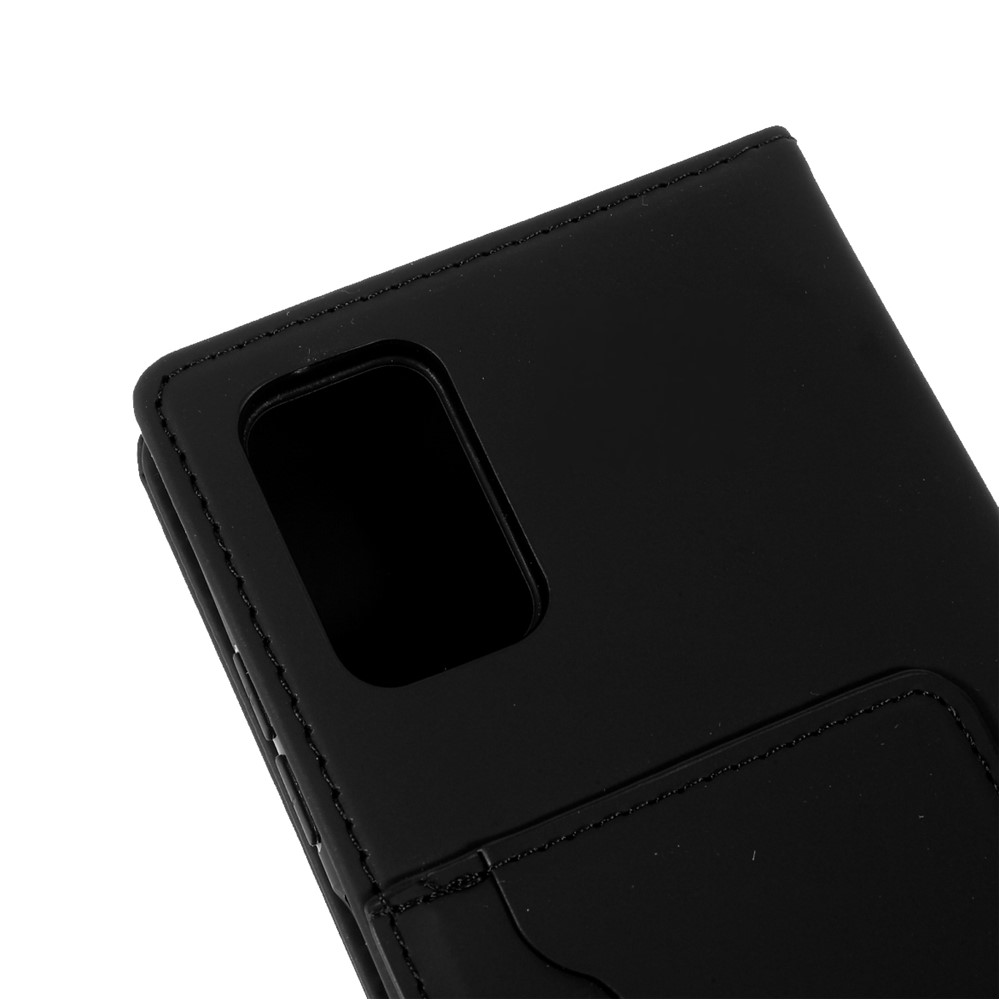 Automatic Suction Liquid Silicone Feel Leather Coated TPU Wallet Case for Samsung Galaxy A03s - Black-6