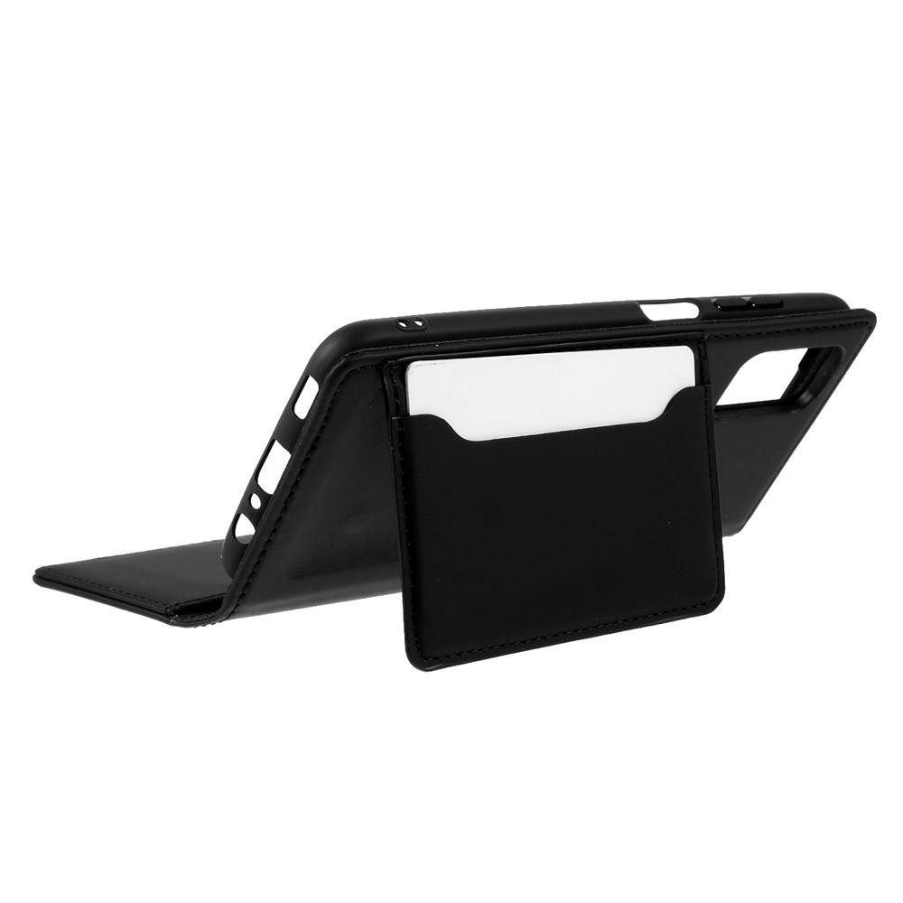 Automatic Suction Liquid Silicone Feel Leather Coated TPU Wallet Case for Samsung Galaxy A03s - Black-9