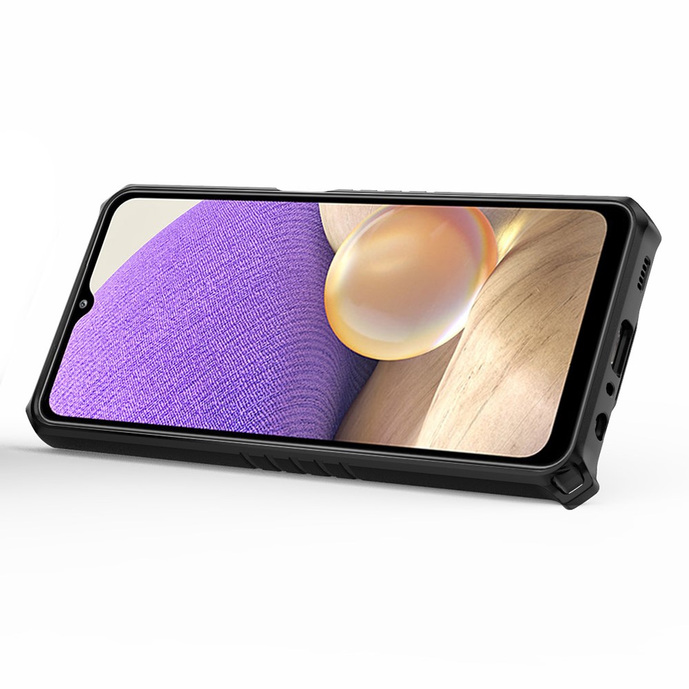 PC+TPU Hybrid Case Full Protection Magnetic Ring Kickstand Cover for Samsung Galaxy A32 5G - Grey-4