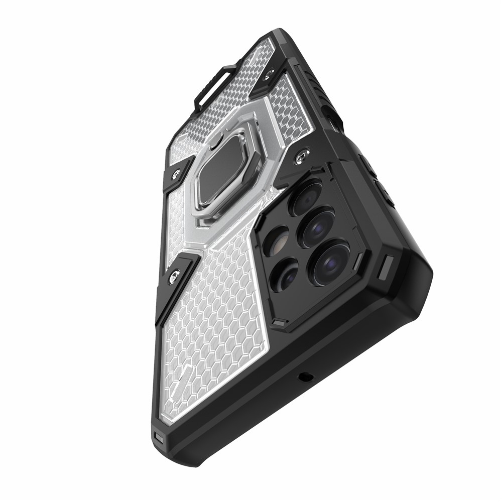 PC+TPU Hybrid Case Full Protection Magnetic Ring Kickstand Cover for Samsung Galaxy A32 5G - Grey-7