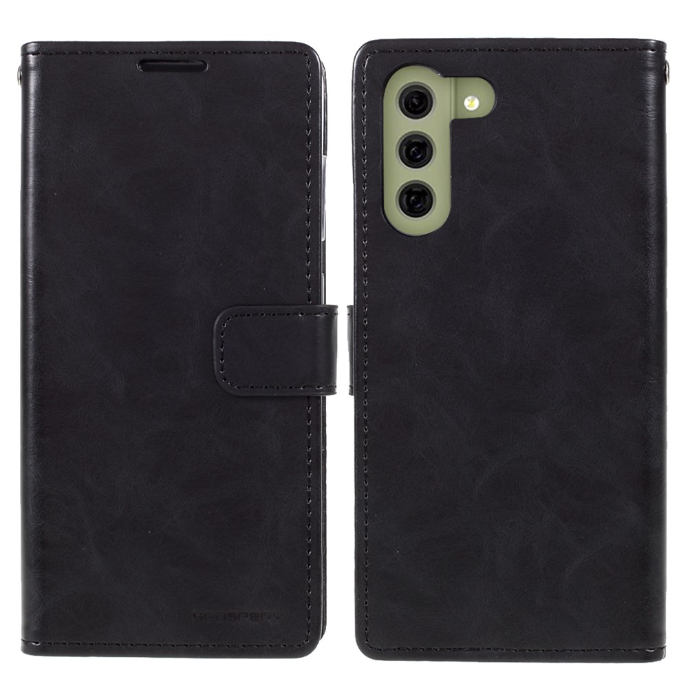 MERCURY GOOSPERY Blue Moon Leather Wallet Protective Case with Stand for Samsung Galaxy S21 FE - Black-1