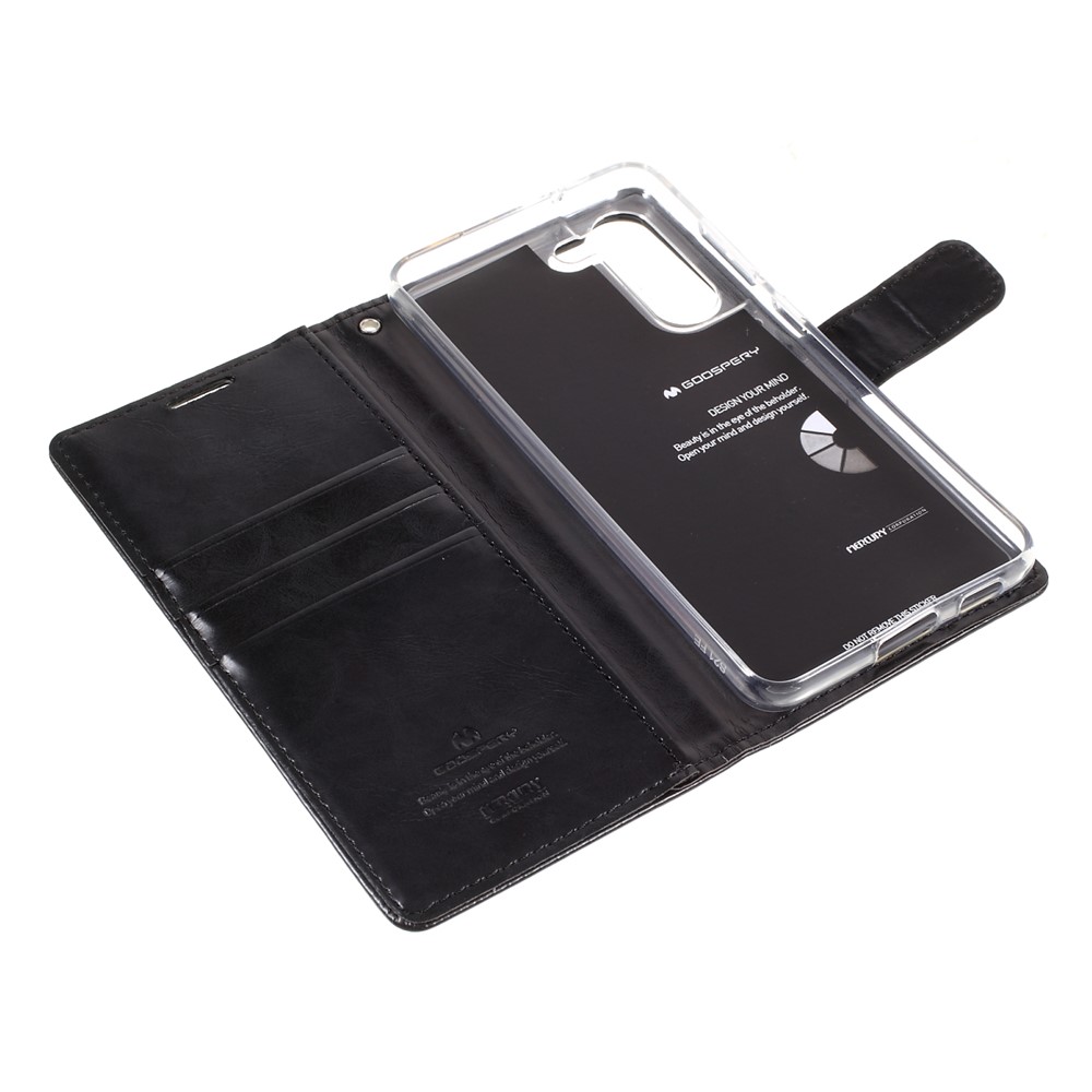 MERCURY GOOSPERY Blue Moon Leather Wallet Protective Case with Stand for Samsung Galaxy S21 FE - Black-7