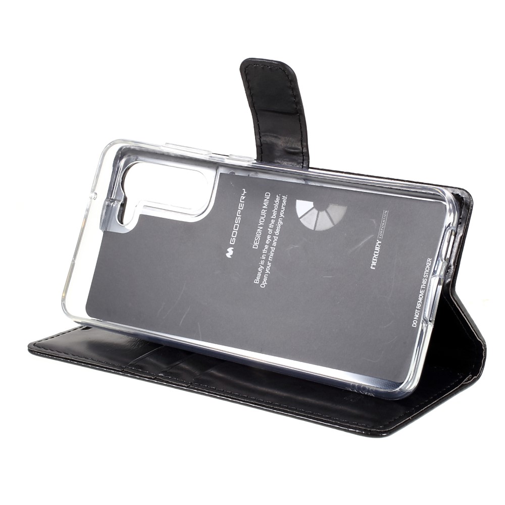 MERCURY GOOSPERY Blue Moon Leather Wallet Protective Case with Stand for Samsung Galaxy S21 FE - Black-8