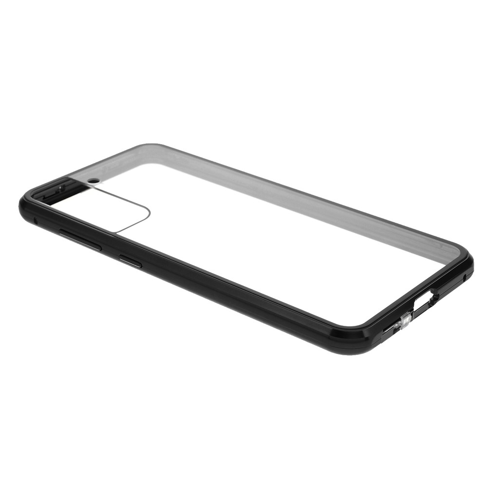 Double-sided Tempered Glass + Lock Installation 2-in-1 Metal Magnetic Frame Case for Samsung Galaxy S21 FE - Black-4