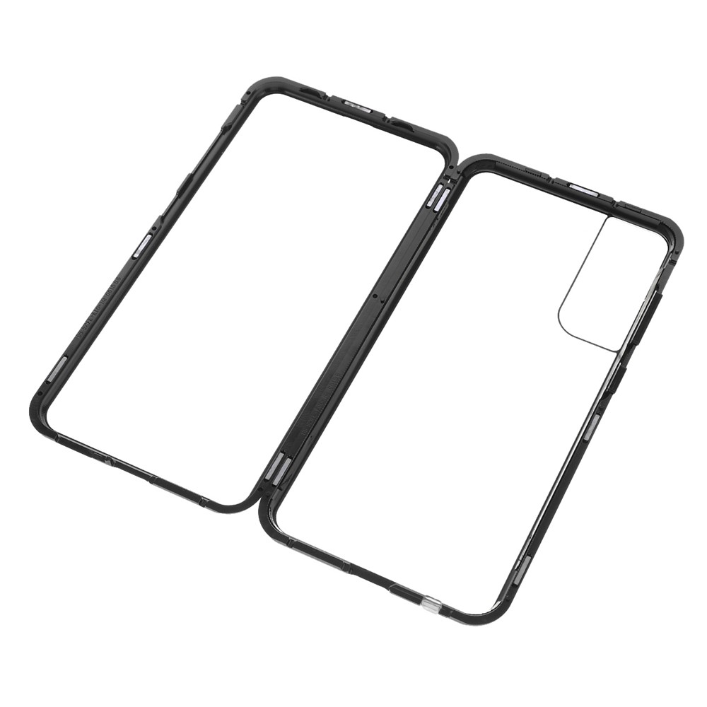 Double-sided Tempered Glass + Lock Installation 2-in-1 Metal Magnetic Frame Case for Samsung Galaxy S21 FE - Black-7