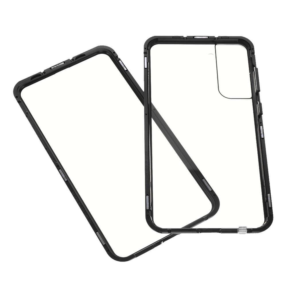 Double-sided Tempered Glass + Lock Installation 2-in-1 Metal Magnetic Frame Case for Samsung Galaxy S21 FE - Black-8