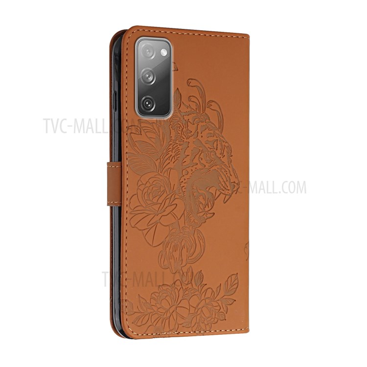 Wallet Stand Design Tiger Head Pattern Imprinting Leather Case for Samsung Galaxy S20 FE/S20 Fan Edition/S20 FE 5G/S20 Fan Edition 5G - Brown-3