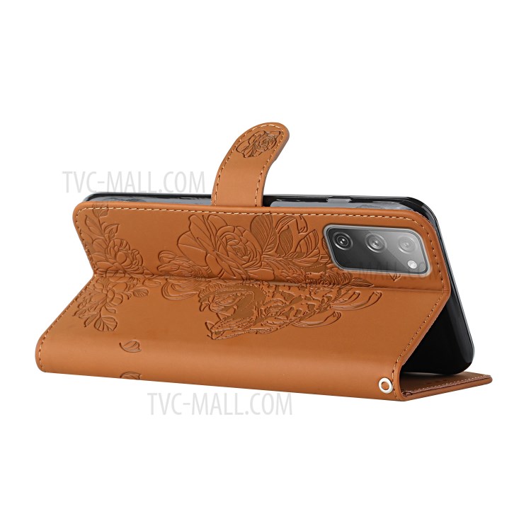 Wallet Stand Design Tiger Head Pattern Imprinting Leather Case for Samsung Galaxy S20 FE/S20 Fan Edition/S20 FE 5G/S20 Fan Edition 5G - Brown-4