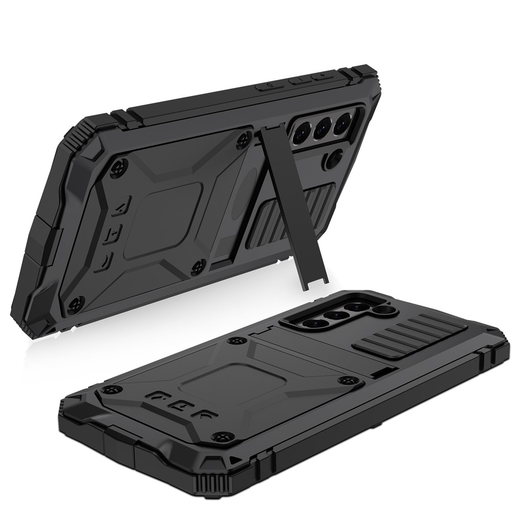 Shock Absorbing Defender Heavy Full Body Back Cover Kickstand Carrying Soft TPU Armor Case for Samsung Galaxy S21 FE - Black-8
