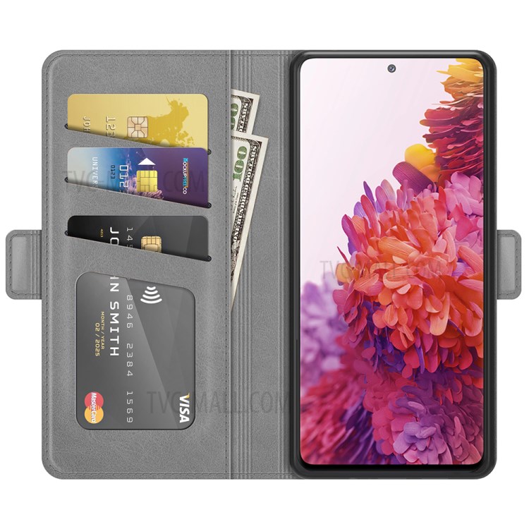 PU Leather Phone Wallet Stand Case Shell with Dual Magnetic Clasp Closure for Samsung Galaxy S20 FE/S20 Fan Edition/S20 FE 5G/S20 Fan Edition 5G - Grey-7