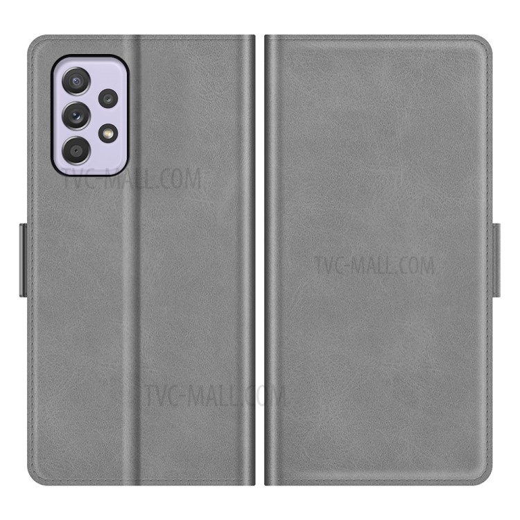 Wallet Stand Design Dual Magnetic Clasp PU Leather Phone Case Shell for Samsung Galaxy A52 4G/5G - Grey-1