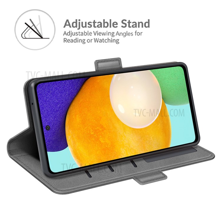 Wallet Stand Design Dual Magnetic Clasp PU Leather Phone Case Shell for Samsung Galaxy A52 4G/5G - Grey-2