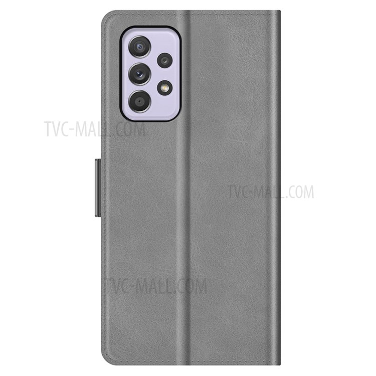 Wallet Stand Design Dual Magnetic Clasp PU Leather Phone Case Shell for Samsung Galaxy A52 4G/5G - Grey-6