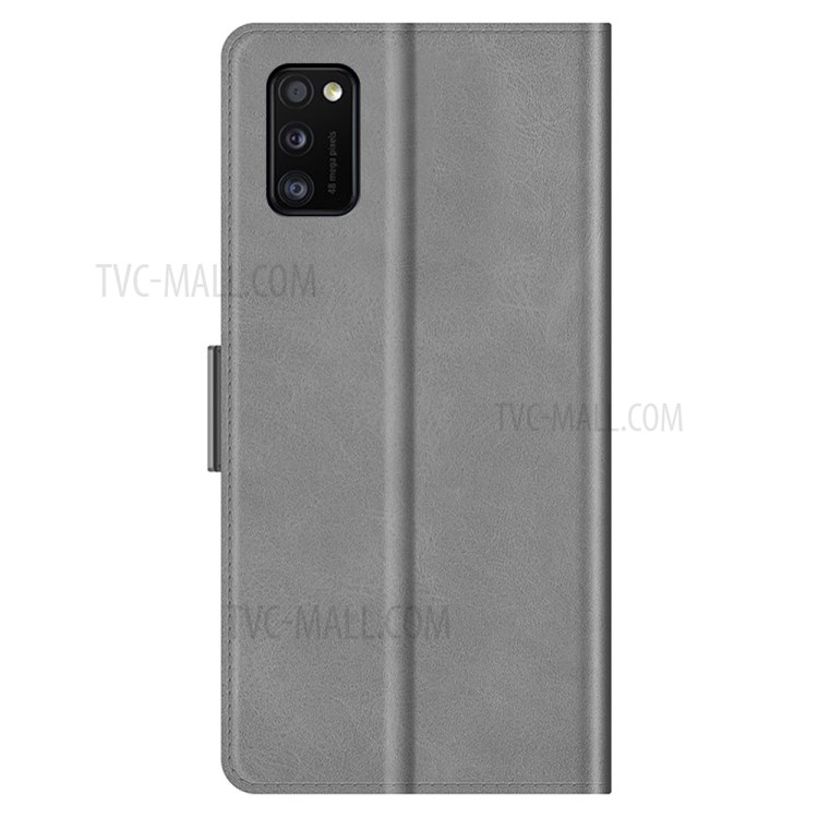 Wallet Design Dual Magnetic Clasp PU Leather Phone Stand Case Shell for Samsung Galaxy A41 (Global Version) - Grey-6