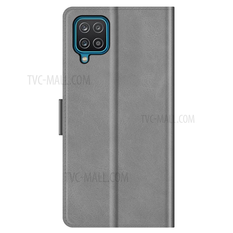 Magnetic Clasp Closure PU Leather Phone Wallet Stand Case Shell for Samsung Galaxy A12/M12 - Grey-6