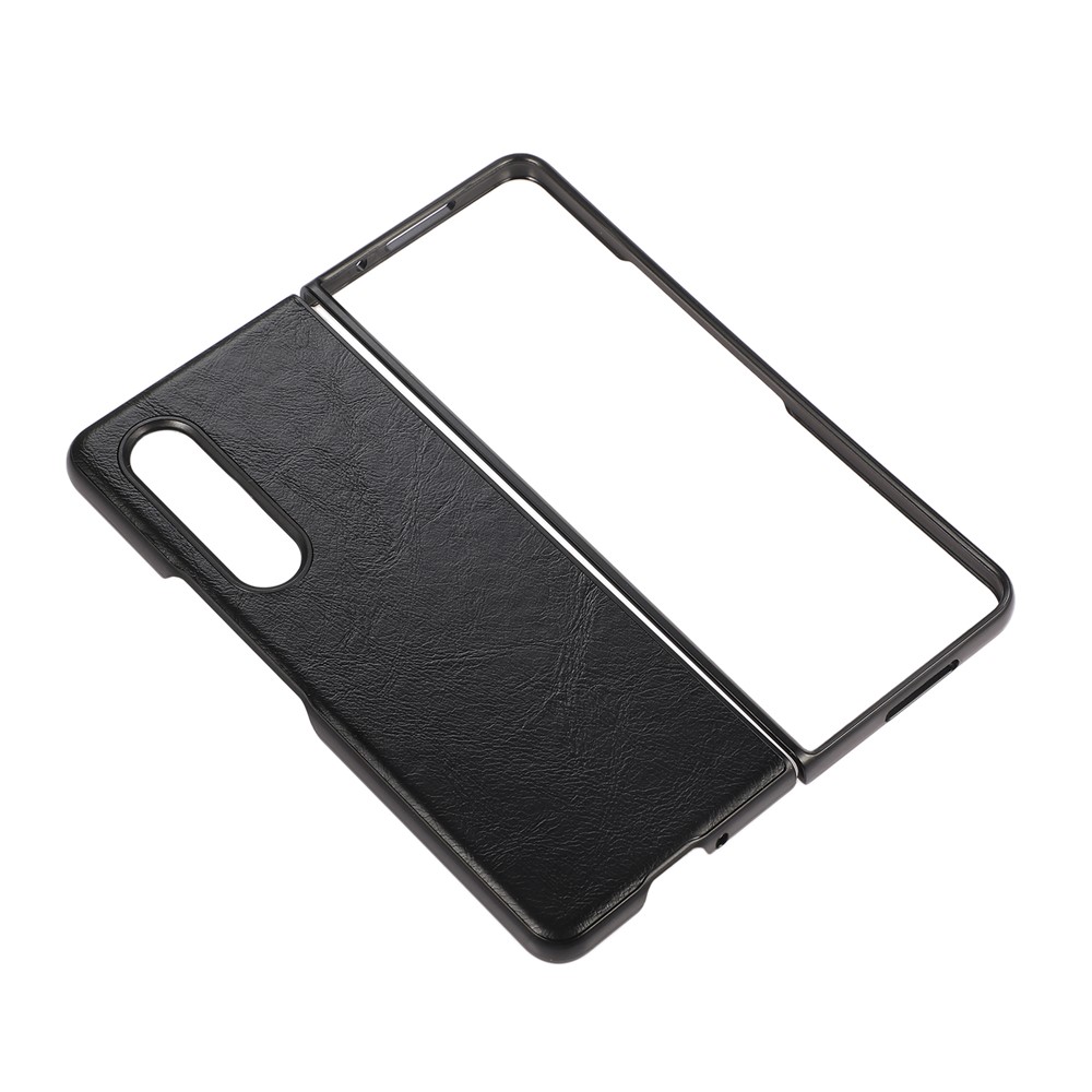 Textured PU Leather Coated Hard PC Hybrid Phone Case Cover for Samsung Galaxy Z Fold3 5G - Black-4