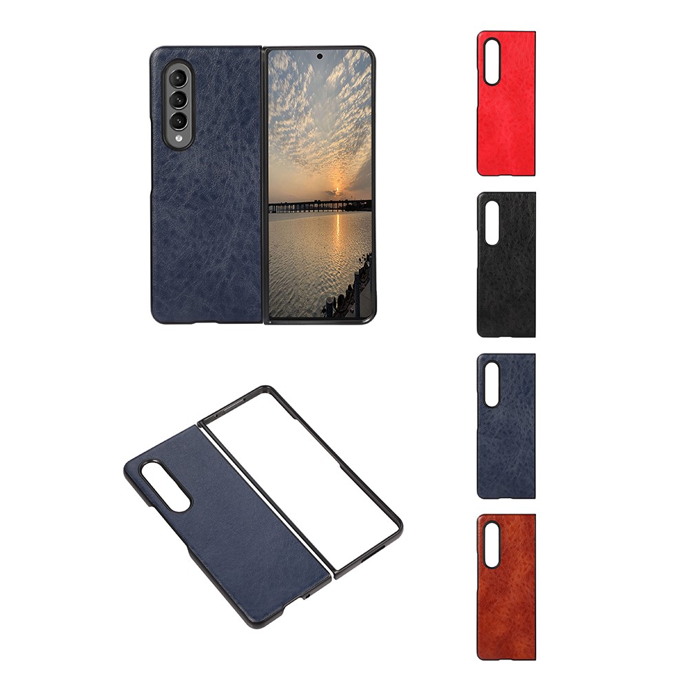 Crazy Horse Texture PU Leather Coated PC Cell Phone Case Protective Cover for Samsung Galaxy Z Fold3 5G - Black-4
