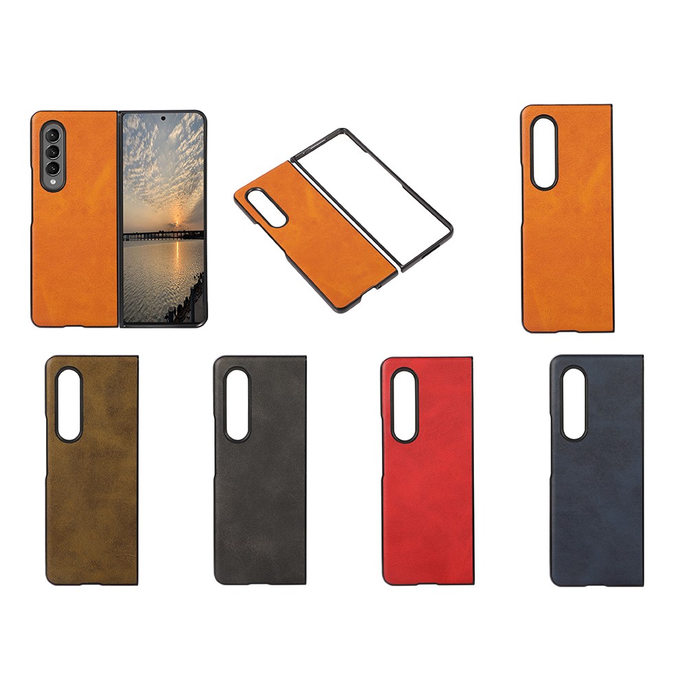 Leather Coated Phone Cover Case for Samsung Galaxy Z Fold3 5G - Black-5