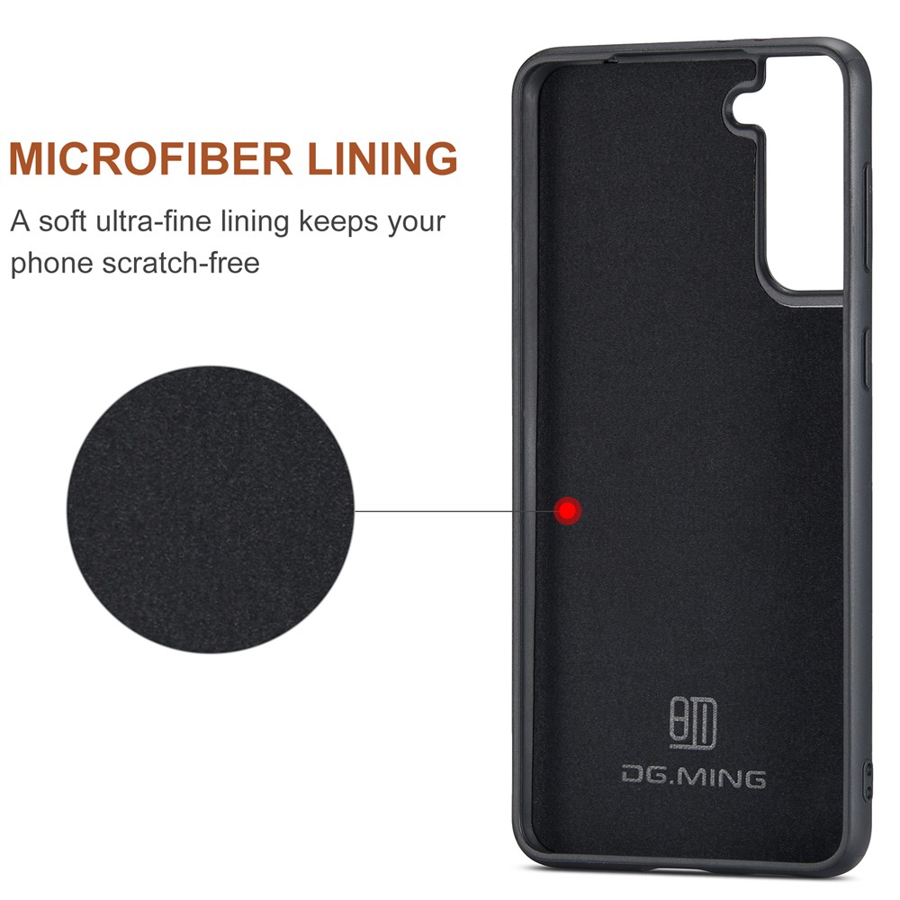 DG.MING M1 Series Detachable 2 in 1 Wallet Design Leather Coated TPU + PC Case with Kickstand for Samsung Galaxy S21 FE - Black-10