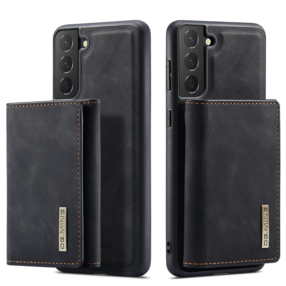 DG.MING M1 Series Detachable 2 in 1 Wallet Design Leather Coated TPU + PC Case with Kickstand for Samsung Galaxy S21 FE - Black-15
