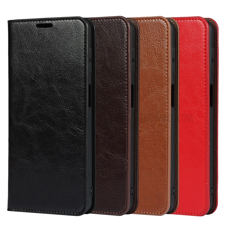 Full Protective Crazy Horse Skin Genuine Leather Wallet Phone Case with Stand for Samsung Galaxy A32 5G - Black-10
