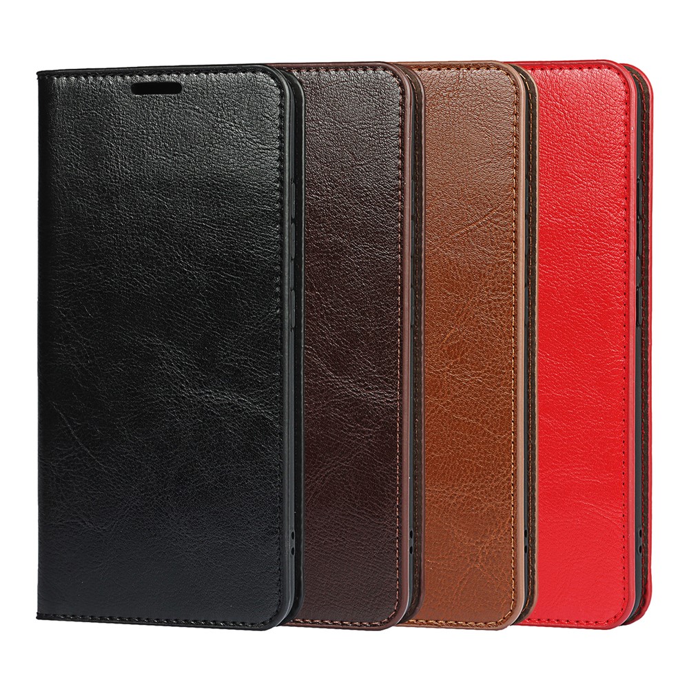 Crazy Horse Skin Genuine Leather Wallet Phone Case with Stand for Samsung Galaxy A32 4G - Black-10