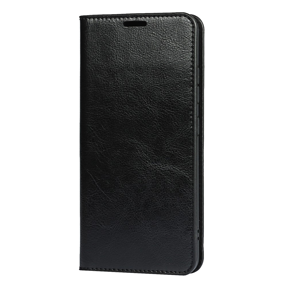 Crazy Horse Skin Genuine Leather Wallet Phone Case with Stand for Samsung Galaxy A32 4G - Black-2