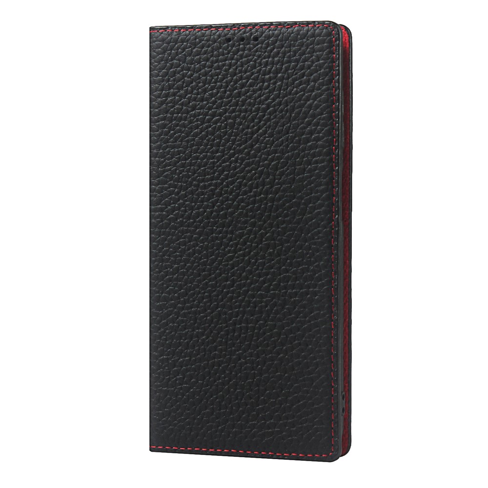 Genuine Leather Litchi Texture Wallet Stand Phone Case with Strap for Samsung Galaxy A32 5G - Black-2