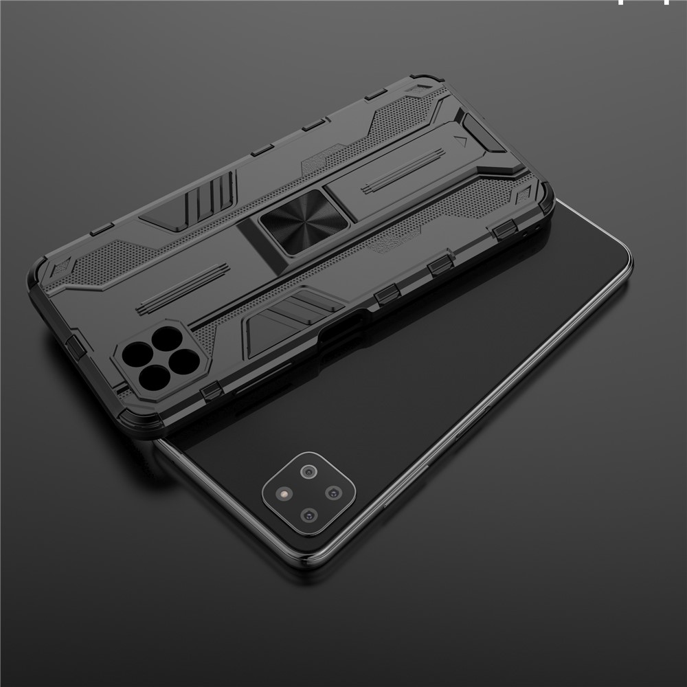 Full-Body Shockproof Protection Hard Plastic + TPU Rubber Dual Layer Hybrid Case with Fold Kickstand for Samsung Galaxy A22 5G (EU Version) - Black-13