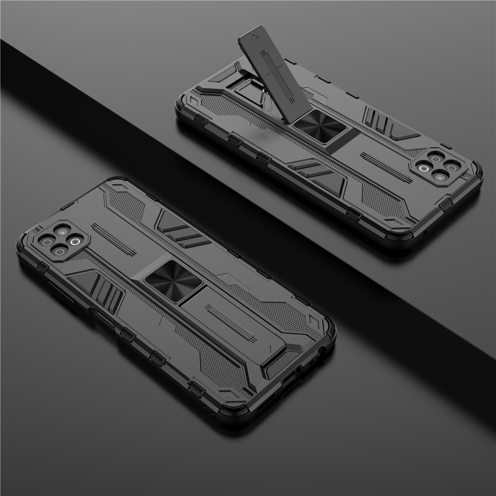Full-Body Shockproof Protection Hard Plastic + TPU Rubber Dual Layer Hybrid Case with Fold Kickstand for Samsung Galaxy A22 5G (EU Version) - Black-14