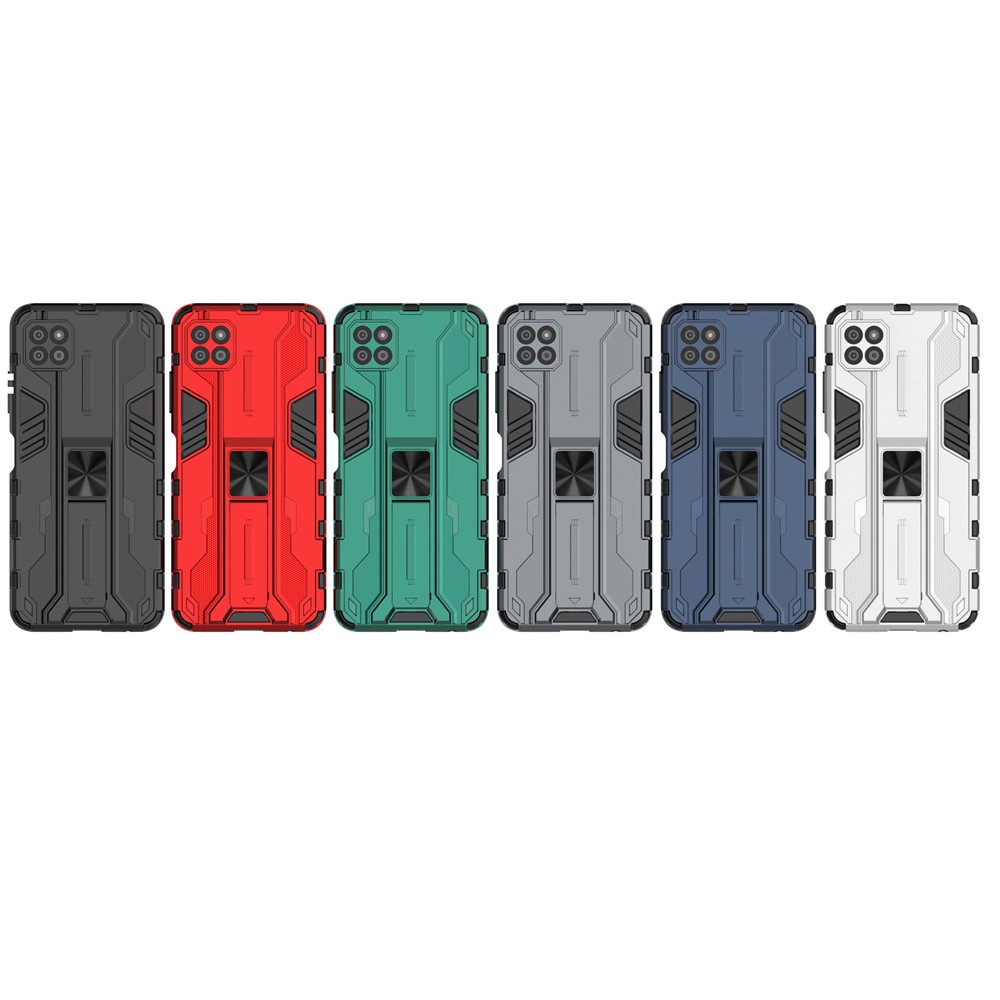 Full-Body Shockproof Protection Hard Plastic + TPU Rubber Dual Layer Hybrid Case with Fold Kickstand for Samsung Galaxy A22 5G (EU Version) - Black-15
