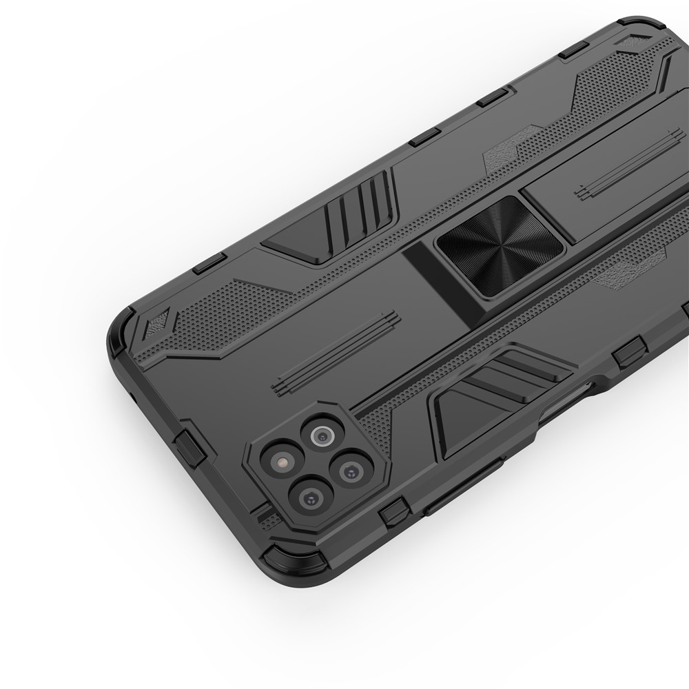 Full-Body Shockproof Protection Hard Plastic + TPU Rubber Dual Layer Hybrid Case with Fold Kickstand for Samsung Galaxy A22 5G (EU Version) - Black-8
